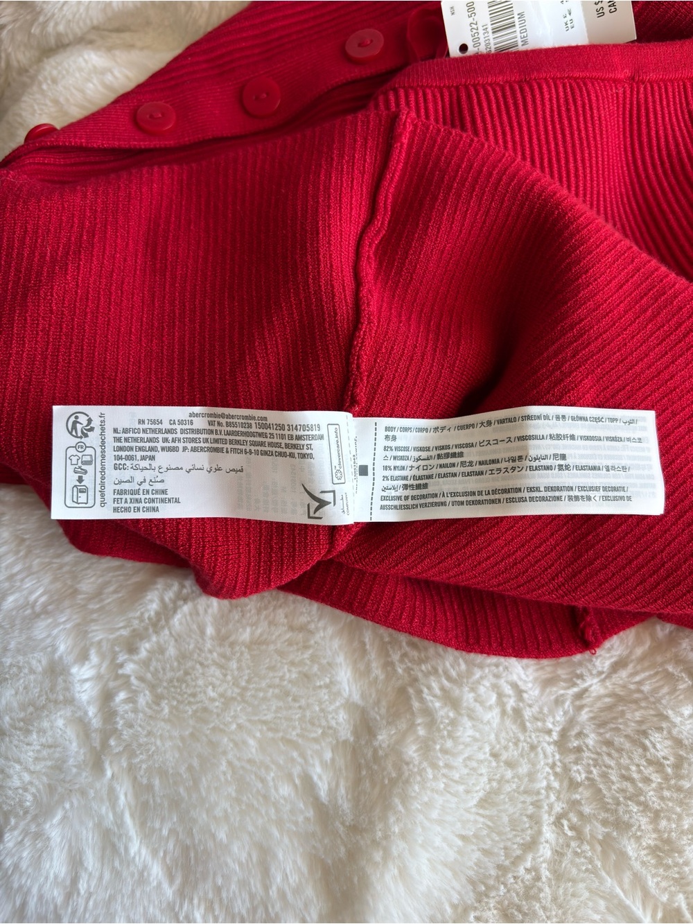 Abercrombie & Fitch Ottoman Button-Front Tube Top Size Medium NEW Red Ribbed - Picture 10 of 12